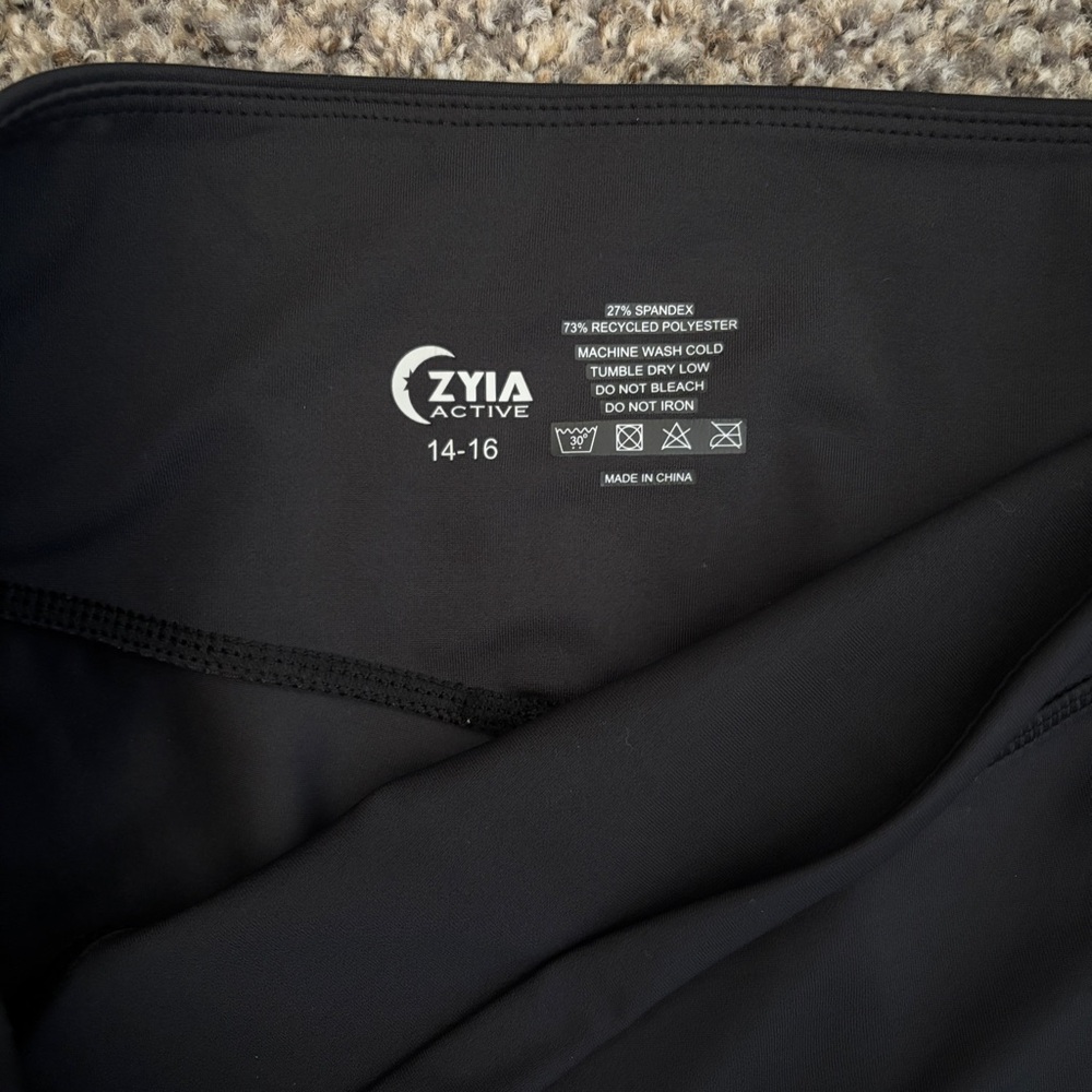 ZYIA Black Leggings with White Stripe Accent - Picture 2 of 4